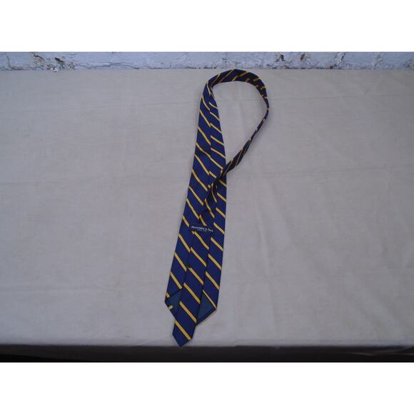 Abercrombie & Fitch Men Blue Yellow Diagonal Stripes Silk Tie - Picture 3 of 6